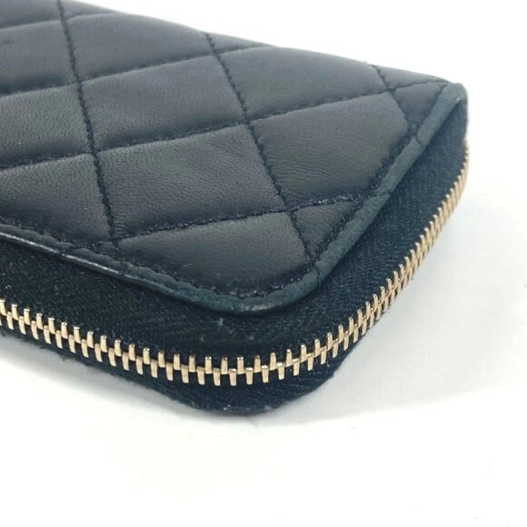 CHANEL CC CC Mark Logo Matelasse Quilted Wallet L-shaped zipper coin purse - Picture 10 of 16